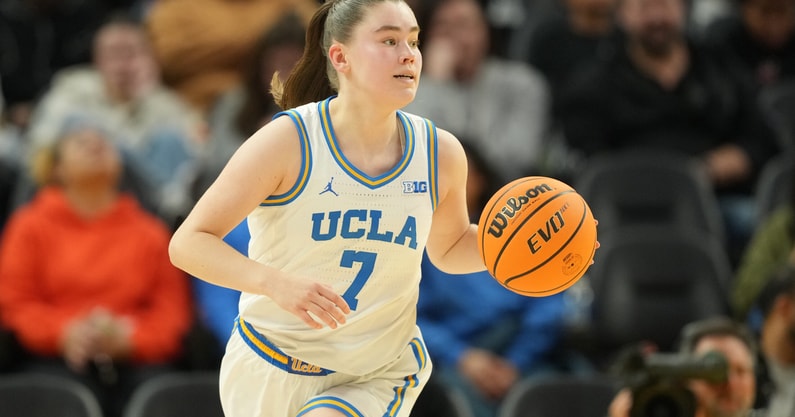 UCLA guard Elina Aarnisalo is set to visit Iowa this weekend. (Photo by Darren Yamashita-Imagn Images)