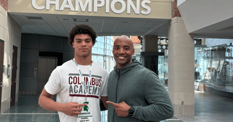 2026 DB Gabe Davis-Ray with Michigan State safeties coach James Adams
