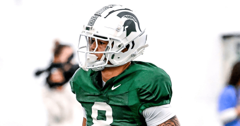 Michigan State receiver Evan Boyd runs after a catch during football practice on Tuesday, April 8, 2025, in East Lansing. - Nick King, USA TODAY Sports