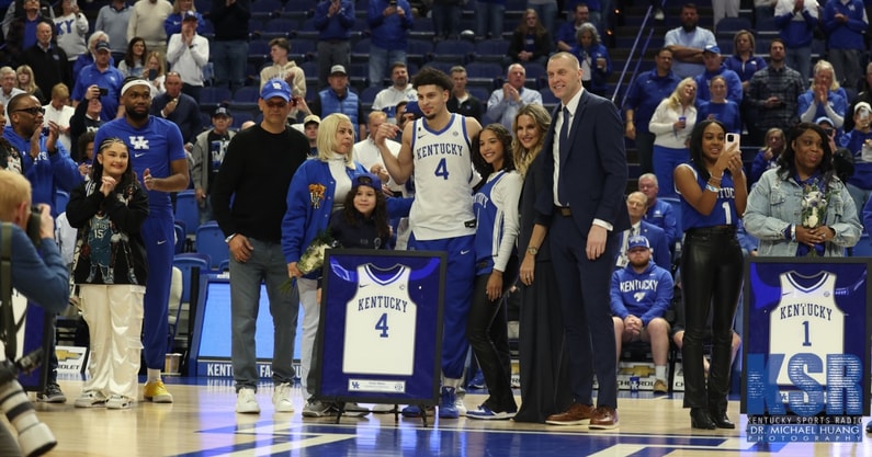 Koby Brea and his family on Senior Night at Rupp Arena - Photo by Dr. Michael Huang, Kentucky Sports Radio