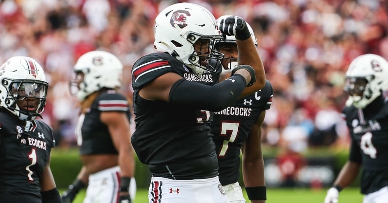 South Carolina standouts Kyle Kennard and Nick Emmanwori celebrate (Photo: Katie Dugan | GamecockCentral.com)