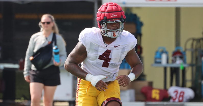 USC defensive lineman Jahkeem Stewart during a spring practice with the Trojans
