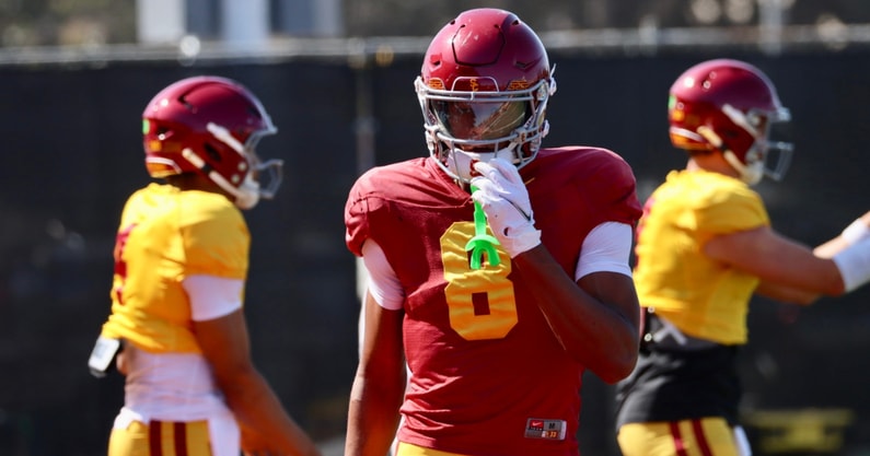 USC wide receiver Ja'Kobi Lane during a spring practice with the Trojans