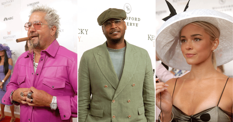 Photos of Guy Fieri (left), Carmelo Anthony (middle), and Livvy Dunner via Imagn Images