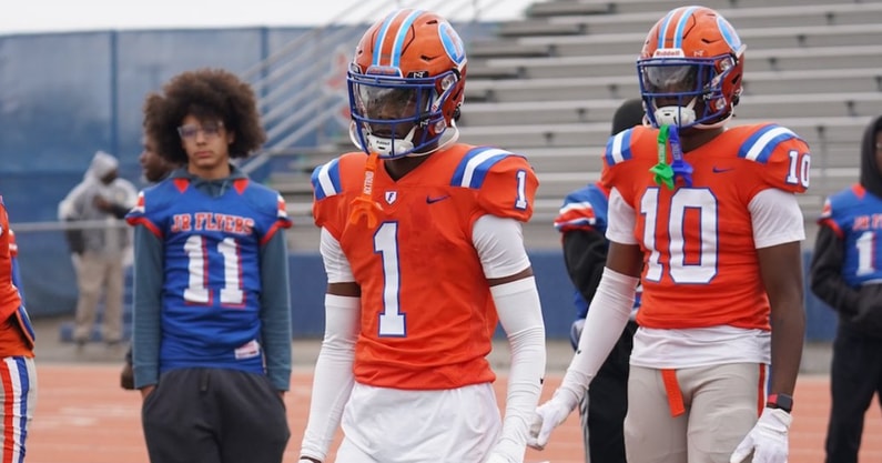 Michigan State WR target Laron Baker Jr., wearing No. 1 (photo courtesy of Laron Baker Jr. via Twitter).