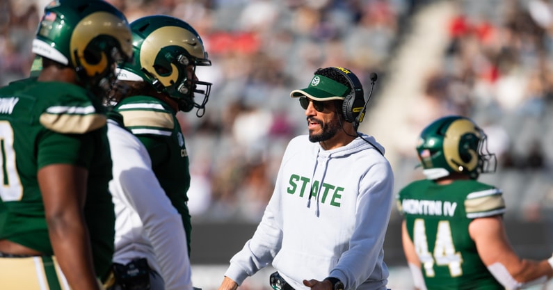 Dec 28, 2024; Tucson, AZ, USA; Colorado State Rams head coach Jay Norvell against the Miami (OH) RedHawks during the Snoop Dogg Arizona Bowl at Arizona Stadium. Mandatory Credit: Mark J. Rebilas-Imagn Images