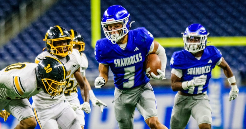 Detroit Catholic Central WR and Michigan State target Samson Gash returns a punt during the 52nd annual Prep Bowl on Saturday, Oct. 27, 2024, at Ford Field in Detroit. - Brandon Folsom, USA TODAY Sports