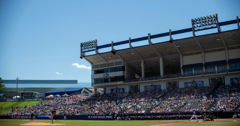Auburn Tigers take on Texas A&M Aggies during the SEC baseball tournament at Hoover Met in Birmingham, Ala., on Thursday, May 22, 2025. Texas A&M Aggies defeated Auburn Tigers 3-2.