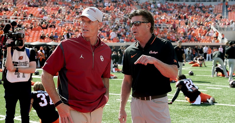 Brent Venables and Mike Gundy Bedlam Oklahoma Oklahoma State