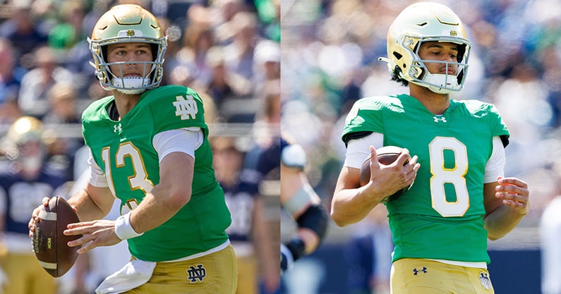 Notre Dame QBs CJ Carr and Kenny Minchey