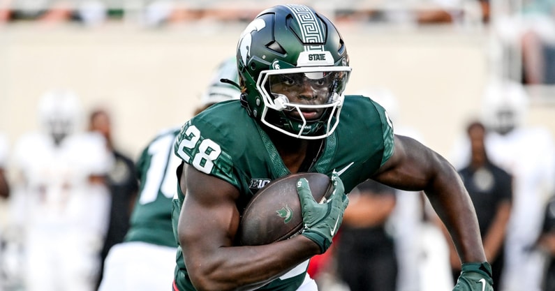 Michigan State's Brandon Tullis runs for a gain against Prairie View A&M during the fourth quarter on Saturday, Sept. 14, 2024, at Spartan Stadium in East Lansing. - Nick King, USA TODAY Sports