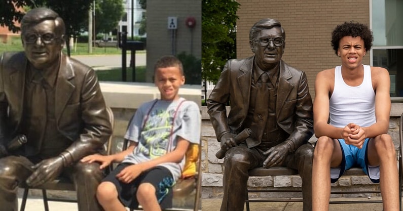 braydon-hawthorne-arrives-kentucky-recreates-picture-with-joe-b-hall-statue