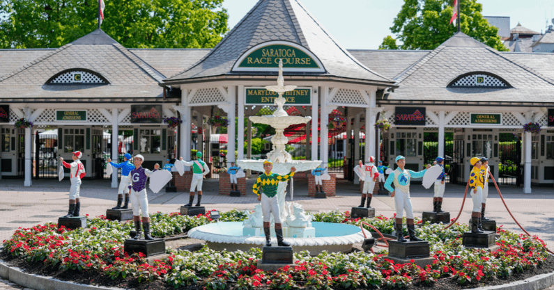 The Belmont Stakes will race at scenic Saratoga Race Course this evening, via Gregory Fisher-Imagn Images