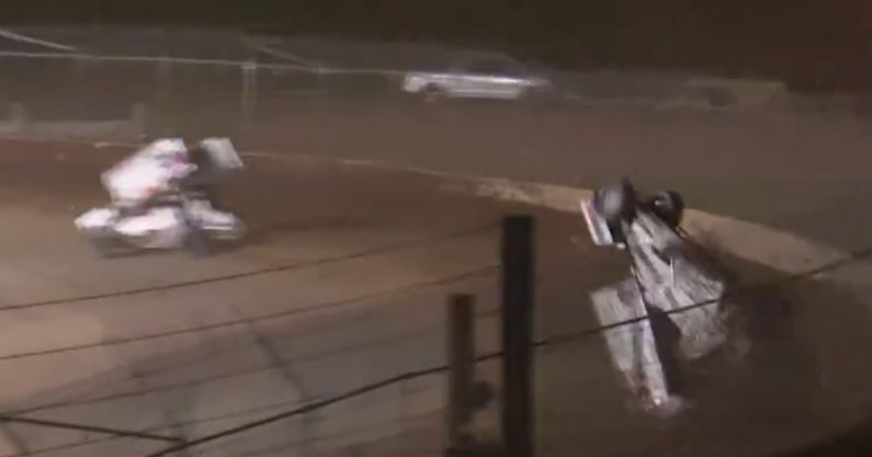 Kyle Larson World of Outlaws wreck