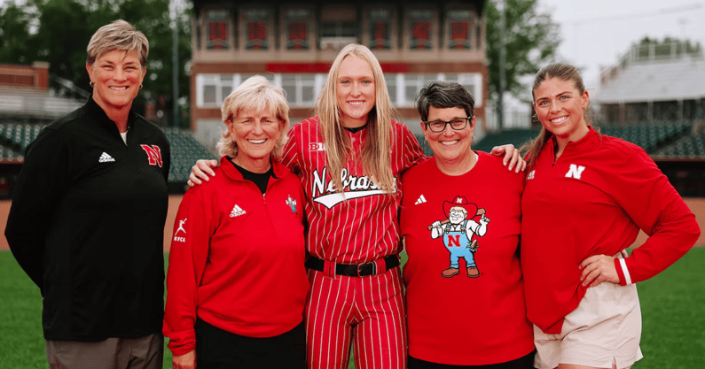 Nebraska softball staff and catcher Jesse Farrell