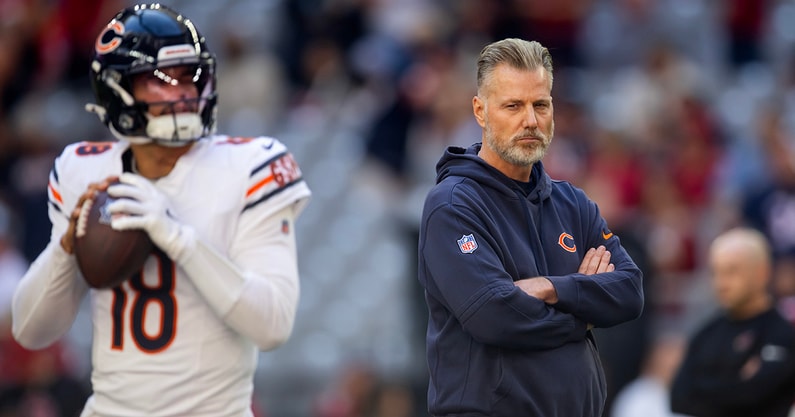 Chicago Bears QB Caleb Williams and former HC Matt Eberflus
