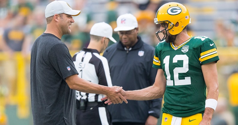 Pittsburgh Steelers QB Aaron Rodgers and former QB Ben Roethlisberger
