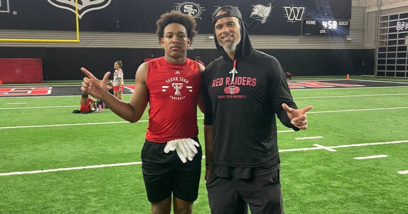 Izzy Hammons with Texas Tech OLB's coach C.J. Ah You