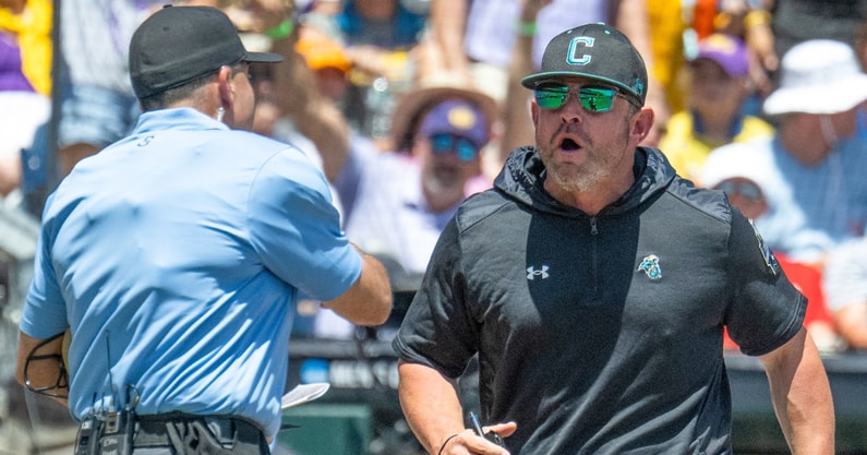 Coastal Carolina HC Kevin Schnall (Ejection - Angel Campos)