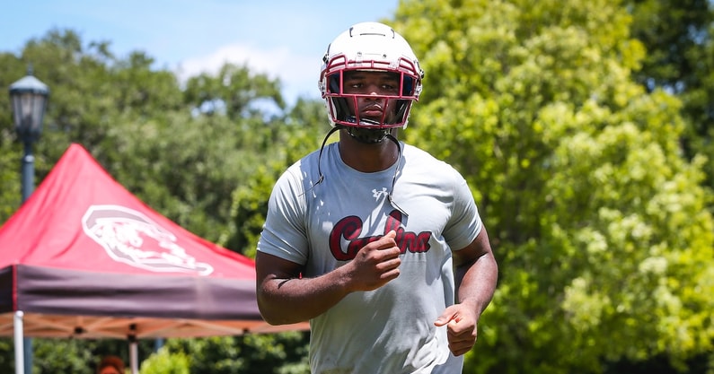 South Carolina DL target PJ Dean works out at the Gamecocks' camp (Photo: Katie Dugan | GamecockCentral.com)