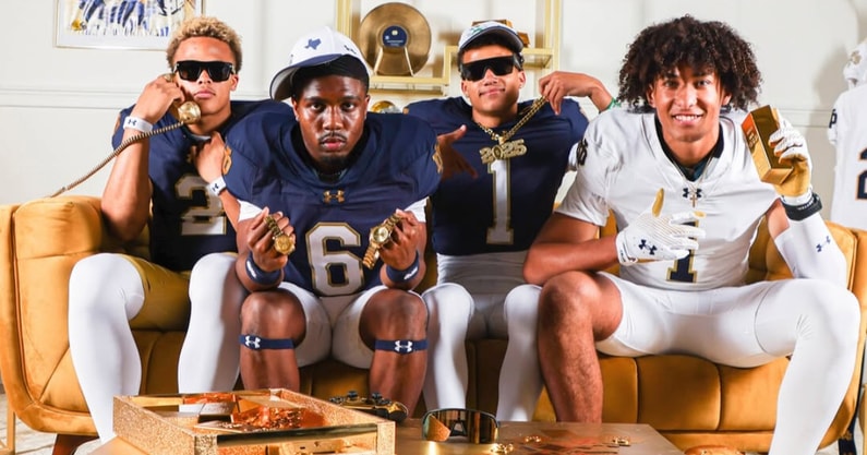 Notre Dame WR commits Kaydon Finley, Brayden Robinson, Dylan Faison and Devin Fitzgerald on their official visits to ND.