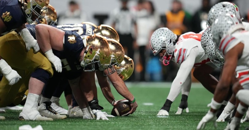 Notre Dame offensive line and Ohio State defensive line