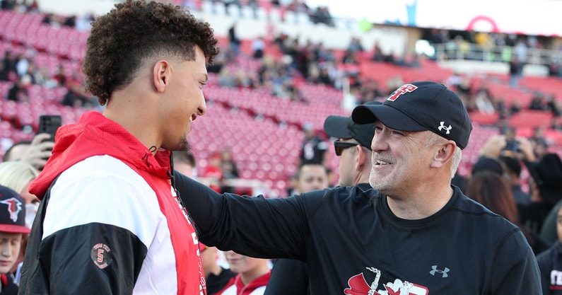 Texas Tech coach Joey McGuire and Kansas City Chiefs QB Patrick Mahomes