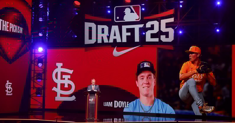 Liam Doyle MLB Draft. Credit: Brett Davis-Imagn Images