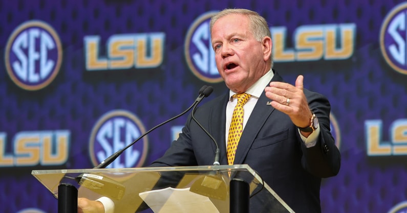 LSU coach Brian Kelly at SEC Media Days