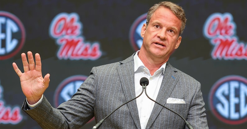 Ole Miss HC Lane Kiffin at SEC Media Days 2025