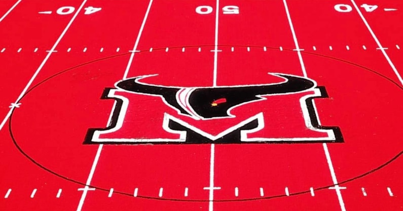 The football field for the Moore Catholic Mavericks.