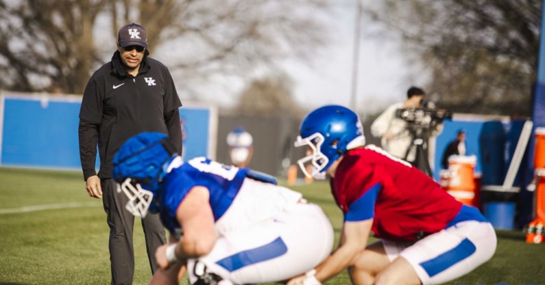 Bush Hamdan at Kentucky football spring practice, Aaron Perkins, KSR