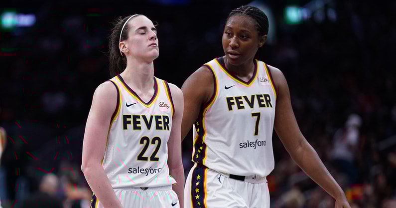 Indiana Fever star Caitlin Clark after suffering an injury vs. the Connecticut Sun