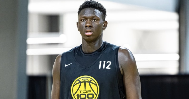 2026 big man Arafan Diane at the NBPA Top 100 Camp in Rock Hill, SC in June 2025.