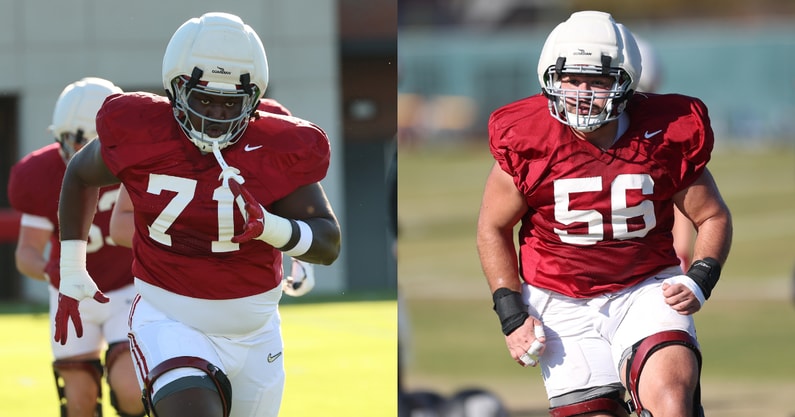 Alabama OL Kam Dewberry and Geno VanDeMark