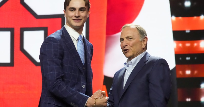 Michigan State hockey commit Porter Martone at 2025 NHL Draft