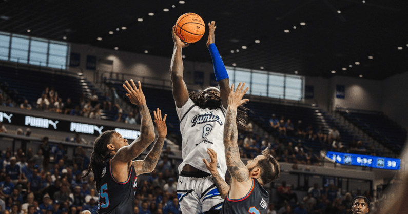 Kahlil Whitney takes a tough shot for La Familia in the TBT, via Aaron Perkins, KSR