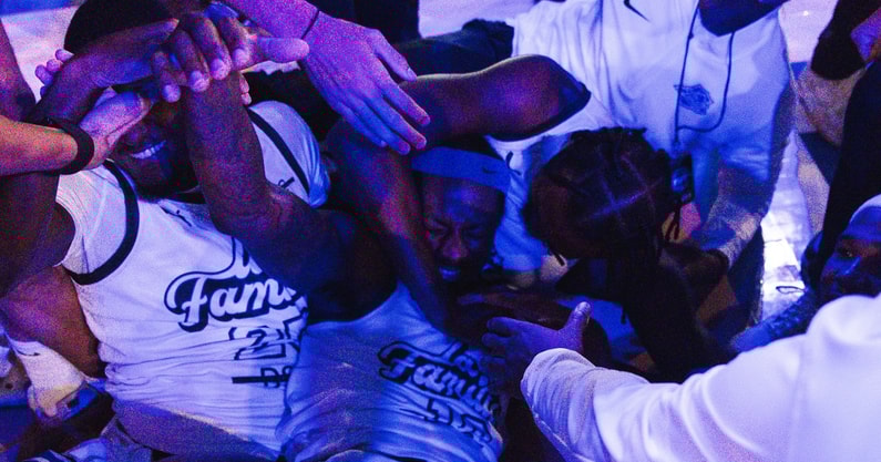 La Familia celebrates an Elam Ending win in the TBT, via Aaron Perkins, KSR