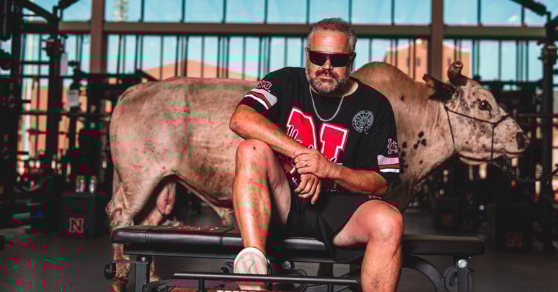 Nebraska and head coach Matt Rhule utilized a real bull for a photoshoot during an official visit weekend in June