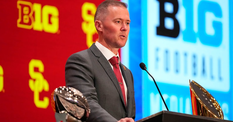 USC head coach Lincoln Riley at Big Ten Media Days 2025