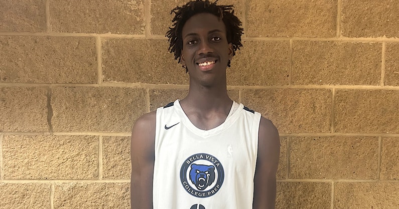 Top 100 basketball prospect Aliou Dioum during an interview