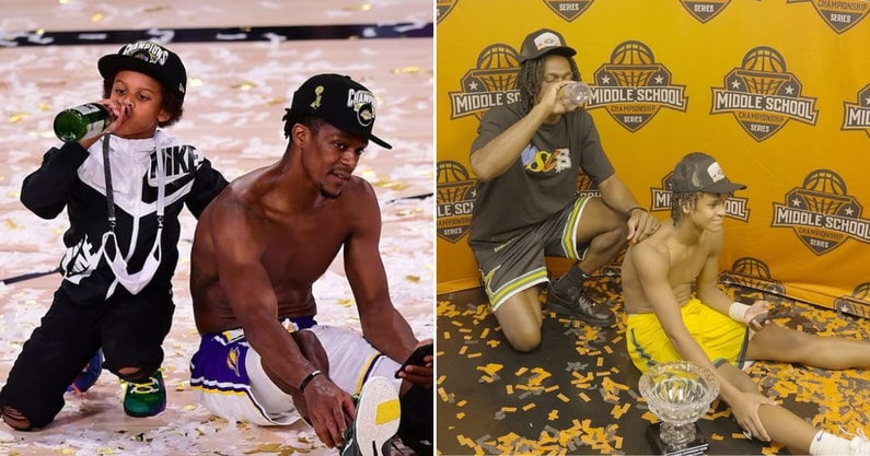 Rajon and Pierre Rondo - Photo on left via Phil Ellsworth, ESPN | Photo on right via @Taiwan Williams (Instagram: @_Tai.Williams)