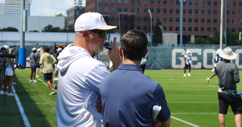 Brent Key and Tech AD Ryan Alpert at practice