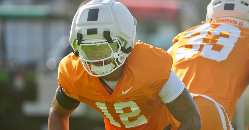 Freshman LB Jaedon Harmon readies for pursuit drill