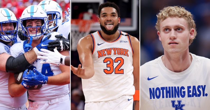 Photos of Josh Kattus (left) and Collin Chandler (right) via Kentucky Sports Radio | Photo of Karl-Anthony Towns via Imagn Images