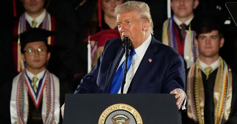 President Donald Trump at an Alabama commencement event