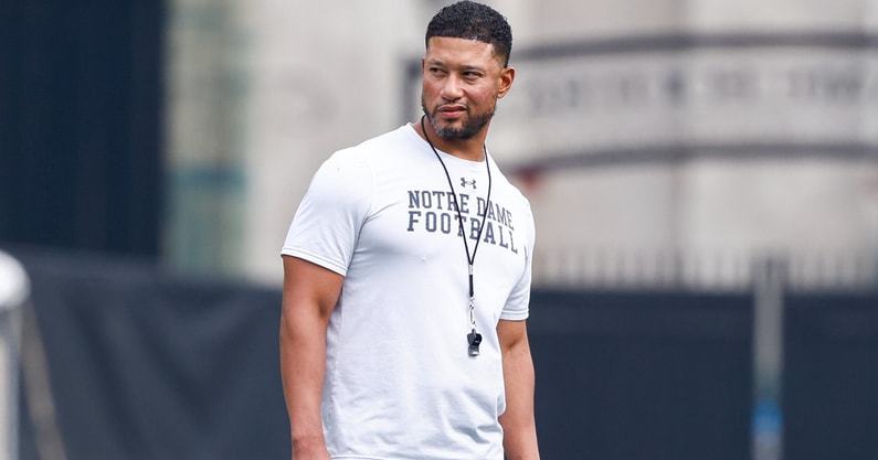 Notre Dame head football coach Marcus Freeman