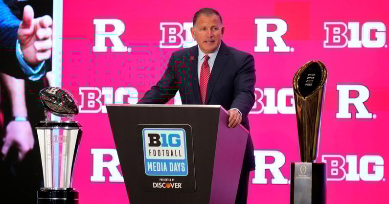 Rutgers Football head coach Greg Schiano speaks at Big Ten media days