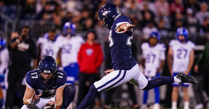 UConn Football kicker Chris Freeman
