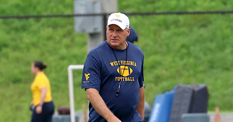 West Virginia head coach Rich Rodriguez at fall practice